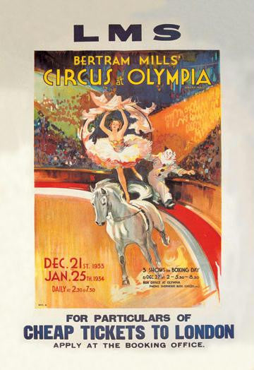 Bertram Mills' Circus at Olympia 12x18 Giclee on canvas