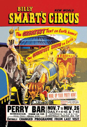 Billy Smart's New World Circus 12x18 Giclee on canvas