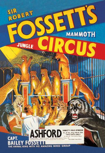 Sir Robert Fossett's Mammoth Jungle Circus 12x18 Giclee on canvas
