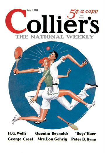 Collier's: Tennis Collision 12x18 Giclee on canvas
