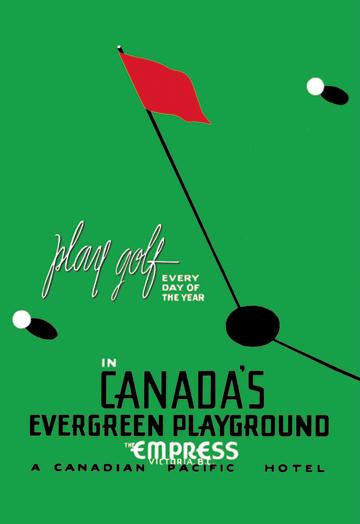 Play Golf in Canada's Evergreen Playground 12x18 Giclee on canvas