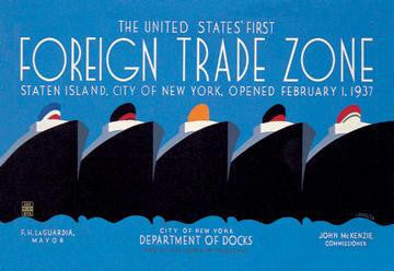 United States' First Foreign Trade Zone 12x18 Giclee on canvas