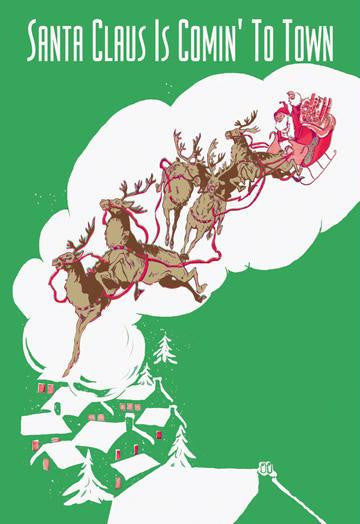 Santa Claus Is Comin' to Town 12x18 Giclee on canvas