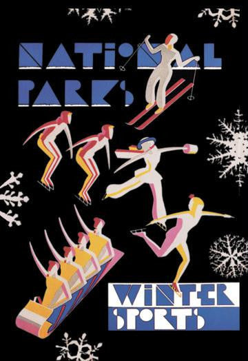 National Park's Winter Sports 12x18 Giclee on canvas