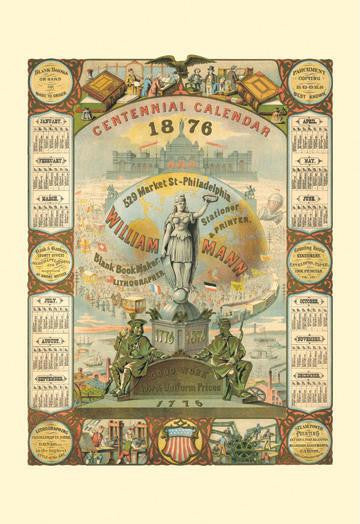 William Mann 1876 Centennial Calendar 12x18 Giclee on canvas
