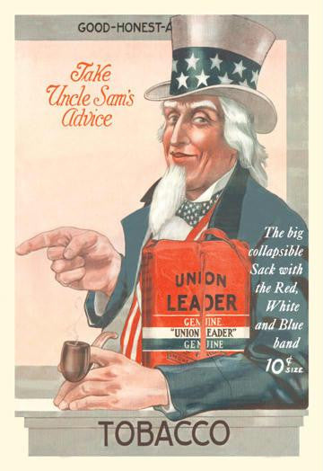 Take Uncle Sam's Advice - Union Leader Tobacco 12x18 Giclee on canvas