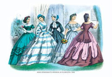 Mme. Demorest's Mirror of Fashions  1840 #4 12x18 Giclee on canvas