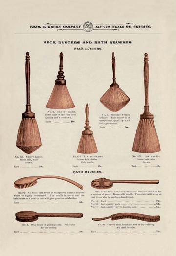 Barber's Neck Dusters and Bath Brushes 12x18 Giclee on canvas