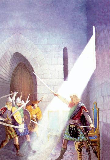 Wallace Draws the King's Sword 12x18 Giclee on canvas
