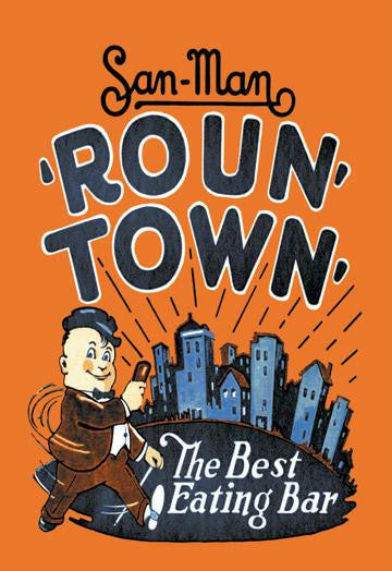 Roun' Town' 12x18 Giclee on canvas