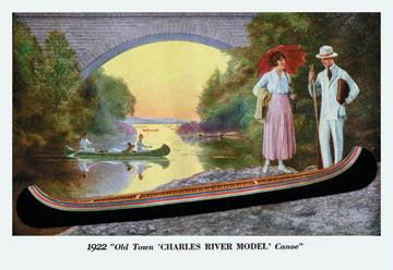 Charles River Model' Canoe 12x18 Giclee on canvas