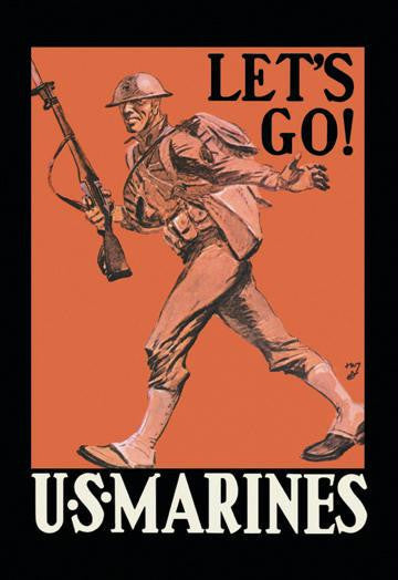 Let's Go! U.S. Marines 12x18 Giclee on canvas