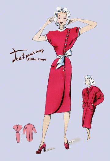 Red Dress with Matching Overcoat 12x18 Giclee on canvas