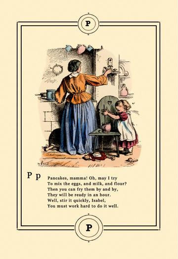 Little Lily's Alphabet: Pancakes  Mamma! 12x18 Giclee on canvas
