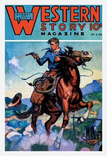 Western Story Magazine: Gunning 'Em Down 12x18 Giclee on canvas