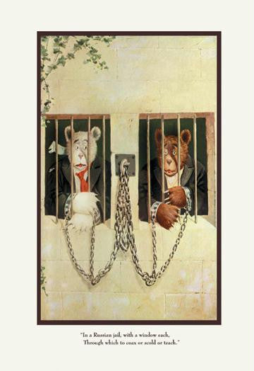 Teddy Roosevelt's Bears: Teddy B and Teddy G in a Russian Jail 12x18 Giclee on canvas
