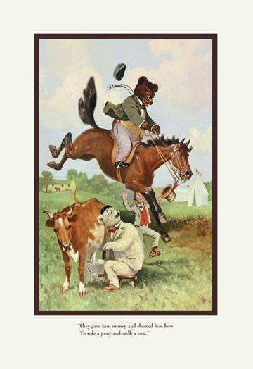 Teddy Roosevelt's Bears: Teddy B and Teddy G on the Farm 12x18 Giclee on canvas
