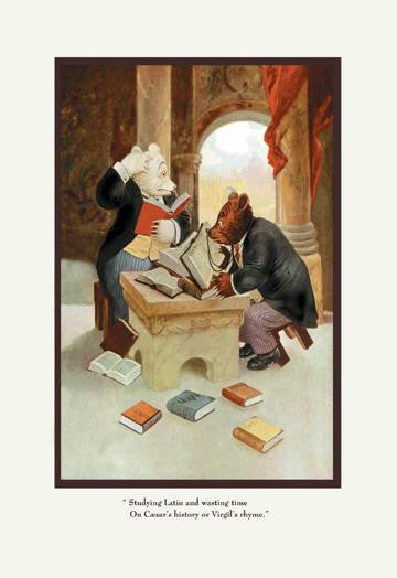 Teddy Roosevelt's Bears: Teddy B and Teddy G Studying Latin 12x18 Giclee on canvas