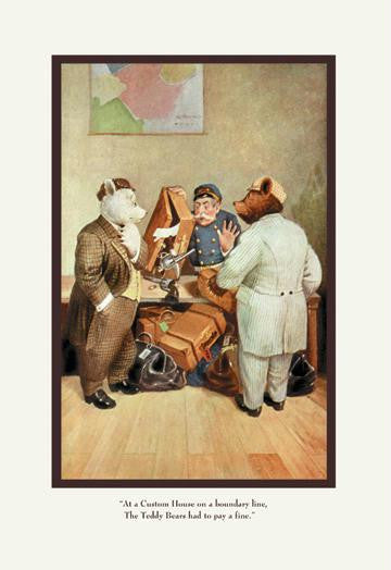 Teddy Roosevelt's Bears: Teddy B and Teddy G at a Custom House 12x18 Giclee on canvas