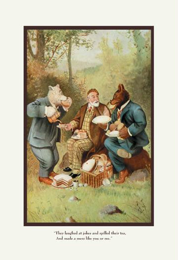 Teddy Roosevelt's Bears: Teddy B and Teddy G at a Picnic 12x18 Giclee on canvas