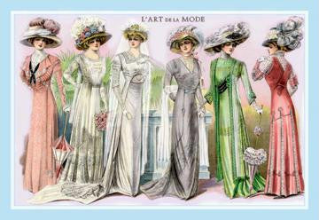 L'Art de la Mode: Six Beautiful Gowns 12x18 Giclee on canvas