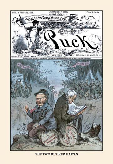 Puck Magazine: The Two Retired Bar'ls 12x18 Giclee on canvas
