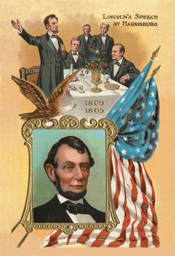 Lincoln's Speech at Harrisburg 12x18 Giclee on canvas