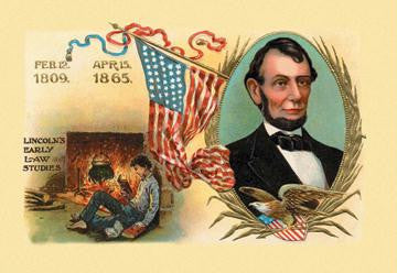 Lincoln's Early Law Studies 12x18 Giclee on canvas