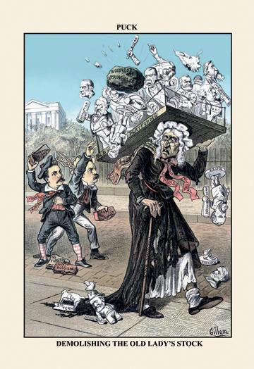 Puck Magazine: Demolishing the Old Lady's Stock 12x18 Giclee on canvas