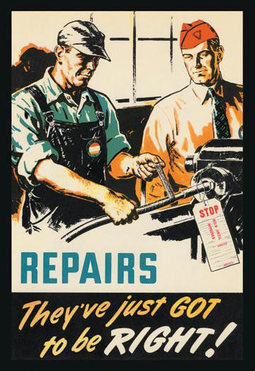 Repairs - They've just Got to be Right! 12x18 Giclee on canvas