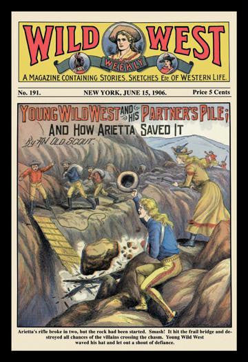 Wild West Weekly: Young Wild West and his Partner's Pile 12x18 Giclee on canvas