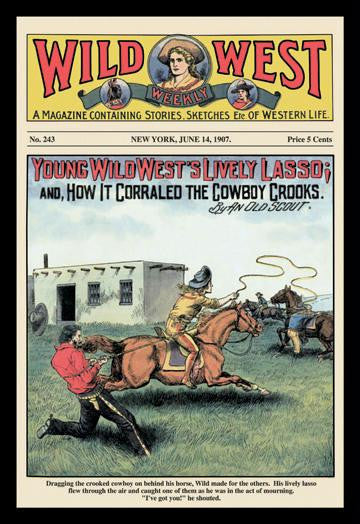 Wild West Weekly: Young Wild West's Lively Lasso 12x18 Giclee on canvas
