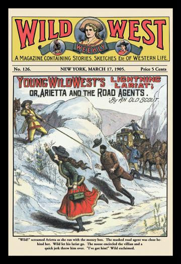 Wild West Weekly: Young Wild West's Lightning Lariat 12x18 Giclee on canvas