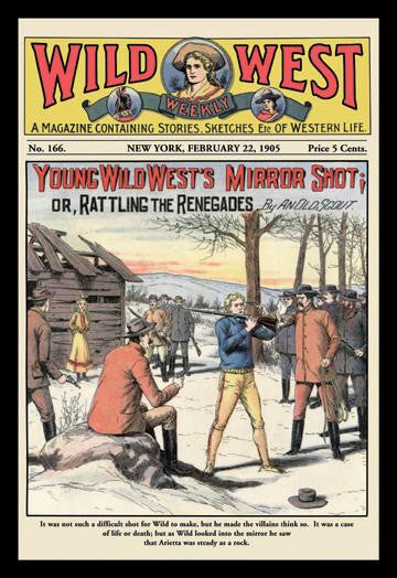 Wild West Weekly: Young Wild West's Mirror Shot 12x18 Giclee on canvas