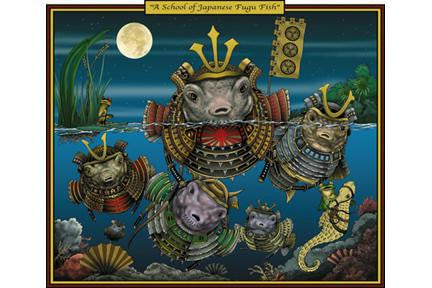 A School of Japanese Fugu Fish 12x18 Giclee on canvas