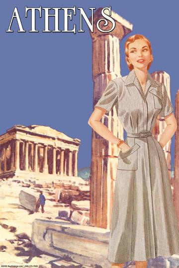 Athens 50's Fashion Tour I 12x18 Giclee on canvas
