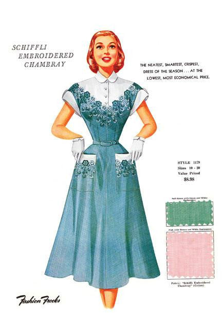 Schiffli Embroidered Chambray 12x18 Giclee on canvas