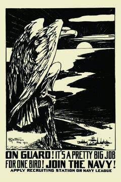 On guard! It's a pretty big job for one bird! Join the Navy! 12x18 Giclee on canvas