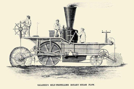 Saladee's Self-Propelling Rotary Steam Plow 12x18 Giclee on canvas