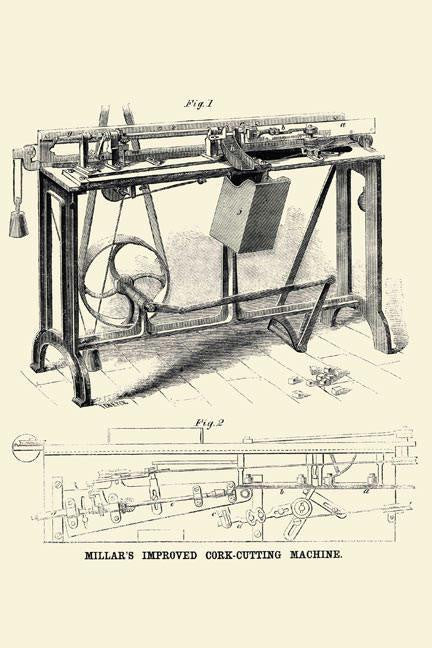 Millar's Improved Cork Cutting Machine 12x18 Giclee on canvas