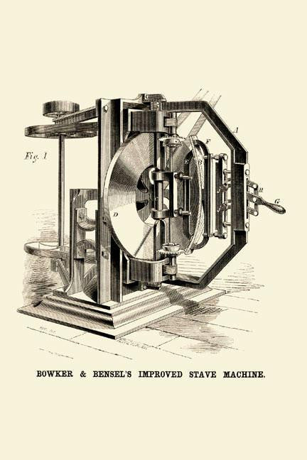 Bowker & Bensel's Improved Stave Machine 12x18 Giclee on canvas