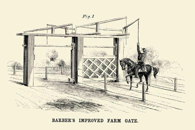 Barber's Improved Farm Gate 12x18 Giclee on canvas
