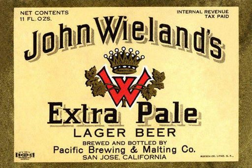 John Wieland's Extra Pale Lager Beer 12x18 Giclee on canvas