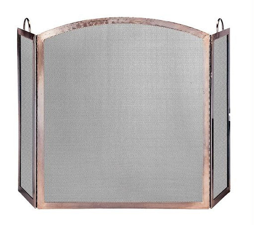 3 Panel Antique Copper Screen With Arched Center Panel