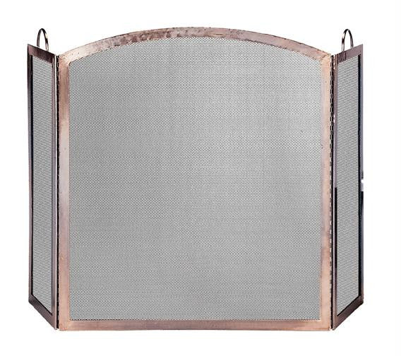 3 Panel Antique Copper Screen With Arched Center Panel