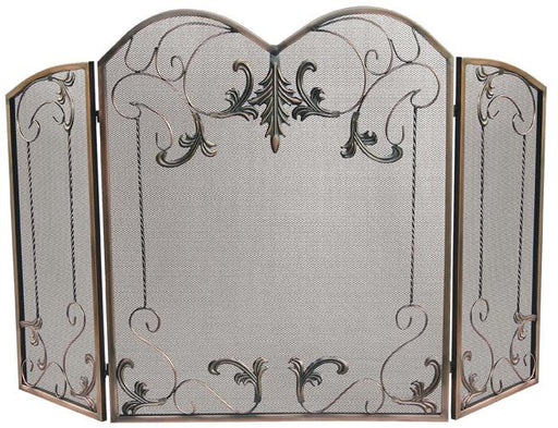 3 Fold Venetian Bronze Screen With Leaf Scrolls