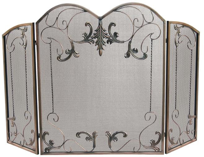 3 Fold Venetian Bronze Screen With Leaf Scrolls
