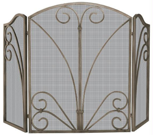 3 Fold Venetian Bronze Screen With Decorative Scrollwork