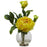Yellow Peony w-Fluted Vase Silk Flower Arrangement