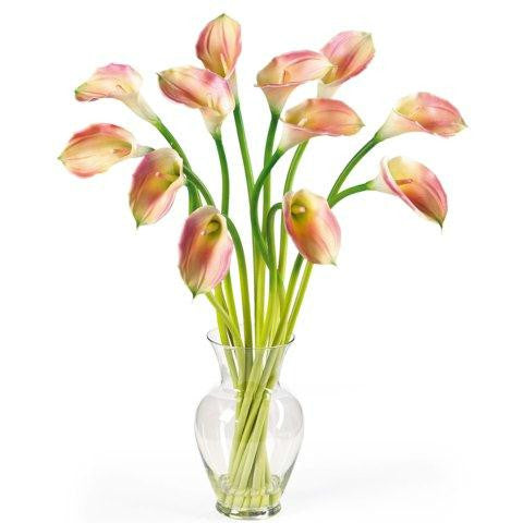 Pink Calla Lilly Liquid Illusion Silk Flower Arrangement